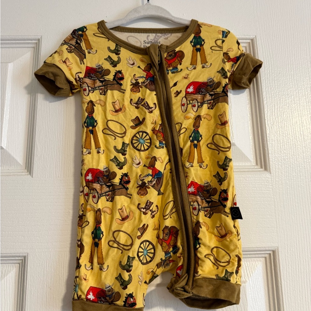 Kids Cowboy Print Bodysuit - Yellow